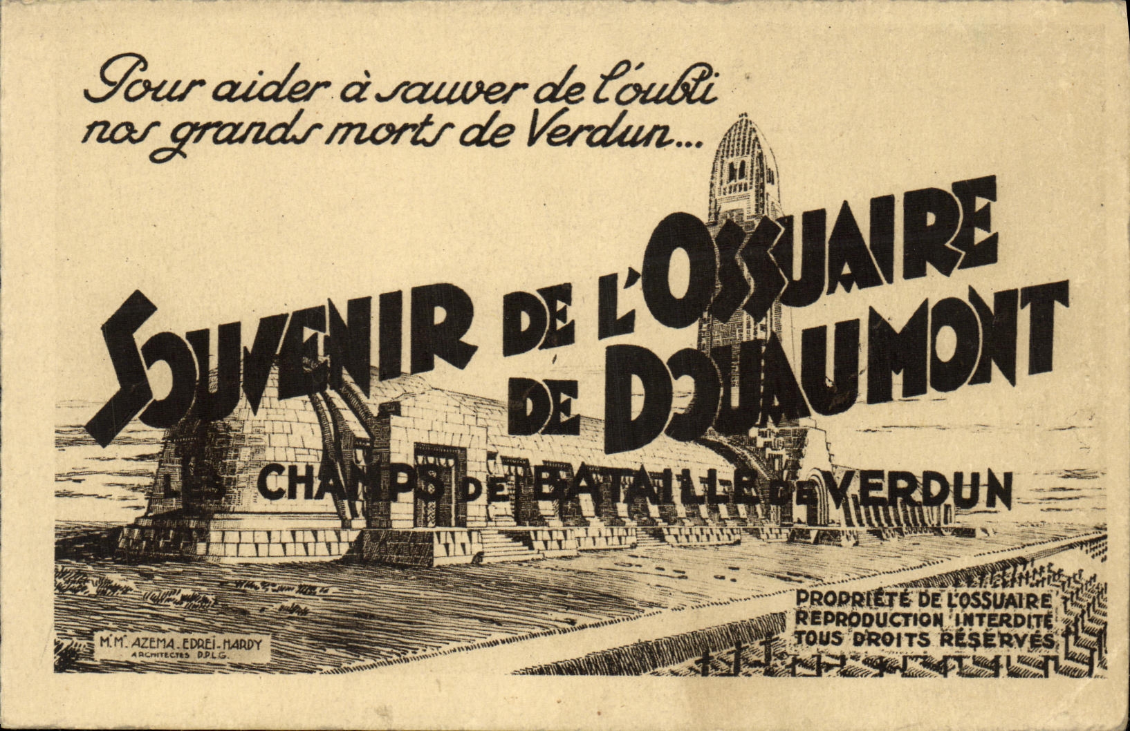 Ossuaire de Douaumont — Souvenir de la bataille de Verdun — M.M. Azema, Edrei, Mardy