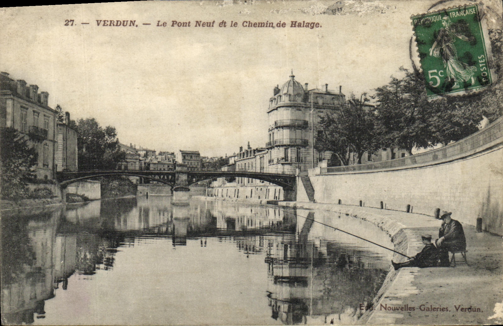 CPA Verdun Le Pont Neuf et le Chemin de Halage pecheur 