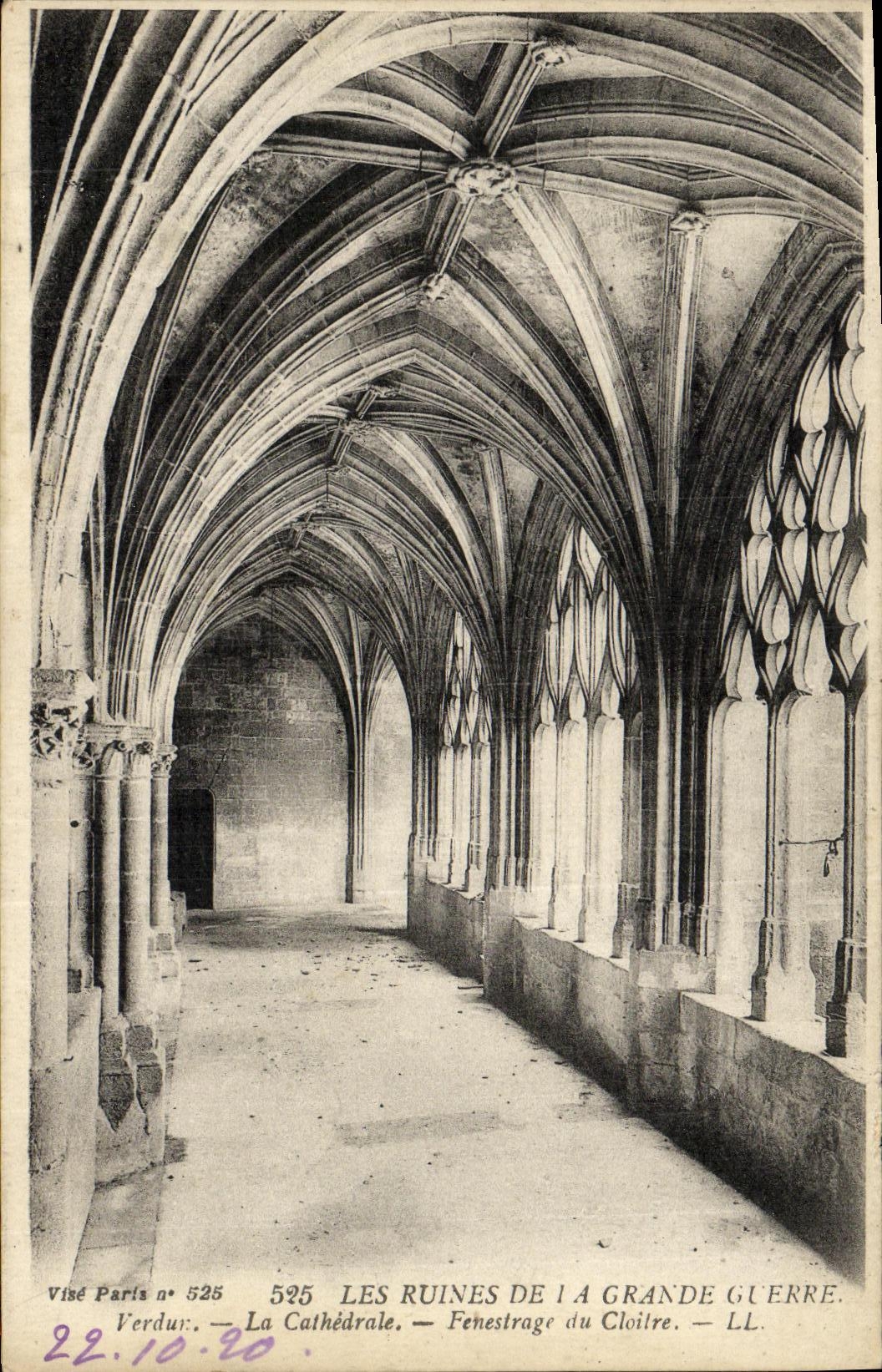 Les Ruines de la Grande Guerre — La Cathédrale, Fenestrage du Cloître — Visé Paris n° 525