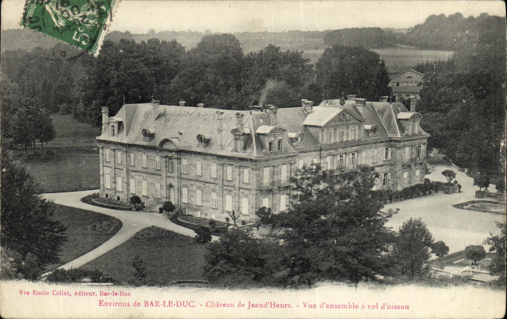 Château de Jeand'Heurs — Environs de BAR-LE-DUC — Vue d'ensemble à vol d'oiseau — Éditeur Emile Collot, Bar-le-Duc