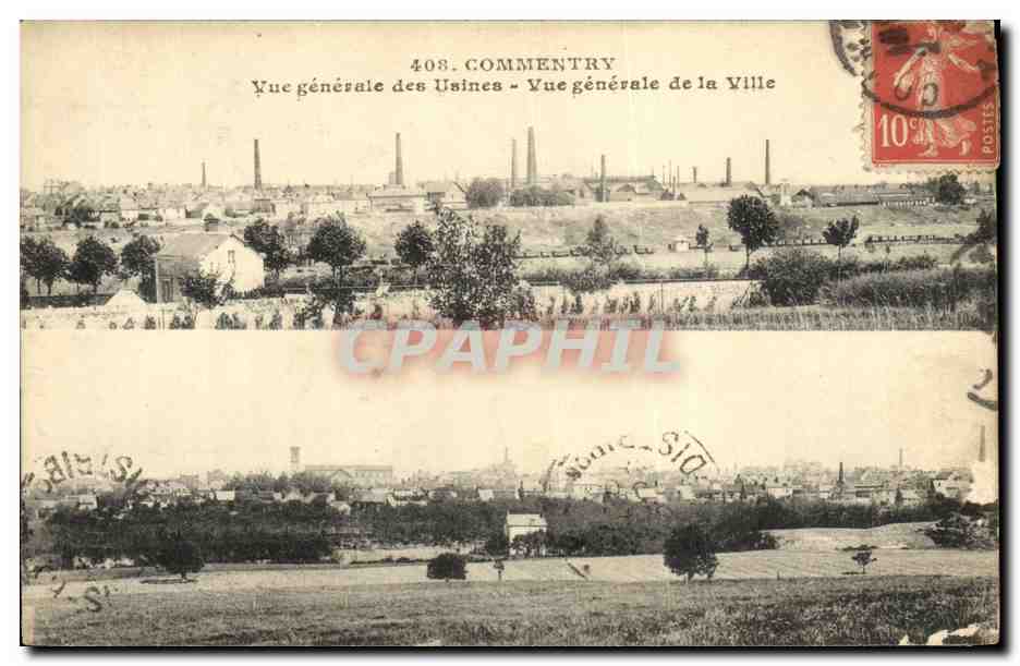 CPA Commentry Vue Generale des Usines Vue Generale de la Ville