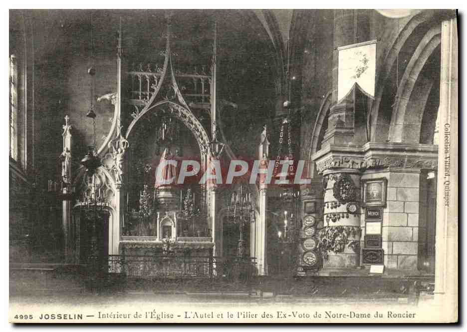 CPA Josselin Interieur de l Eglise L Autel et le Pilier des Ex Voto de Notre Dame