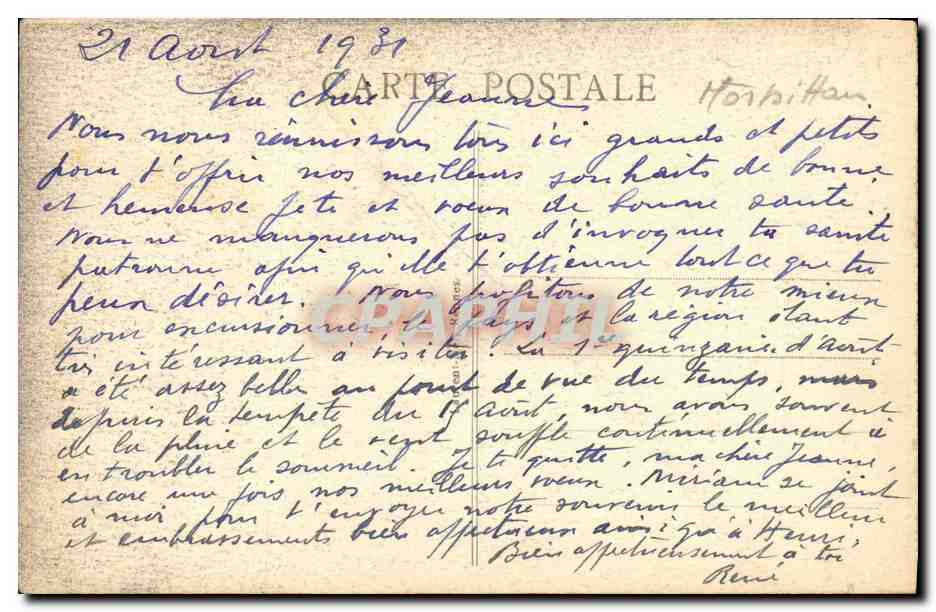 CPA Presquille de Quiberon Port Blanc La Roche Percee — Rückseite