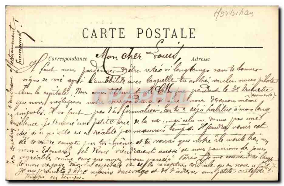CPA Quiberon La Mer Sauvage a Port Pigeon — Rückseite