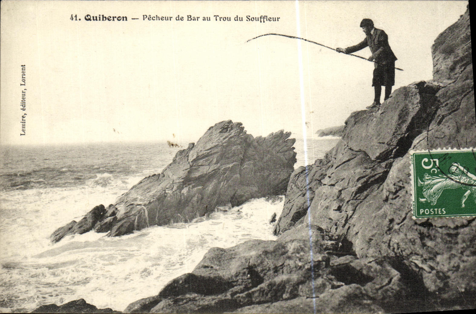 CPA Quiberon Pecheur de Bar au Tour du Souffleur