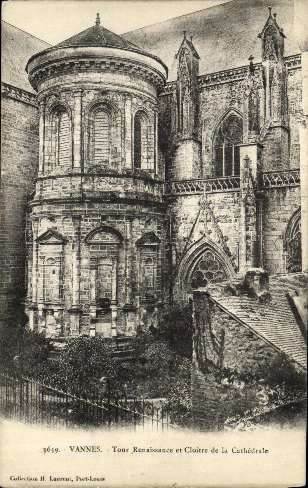 Vannes - Tour Renaissance et Cloître de la Cathédrale — Collection H. Laurent, Port-Louis, n° 3659