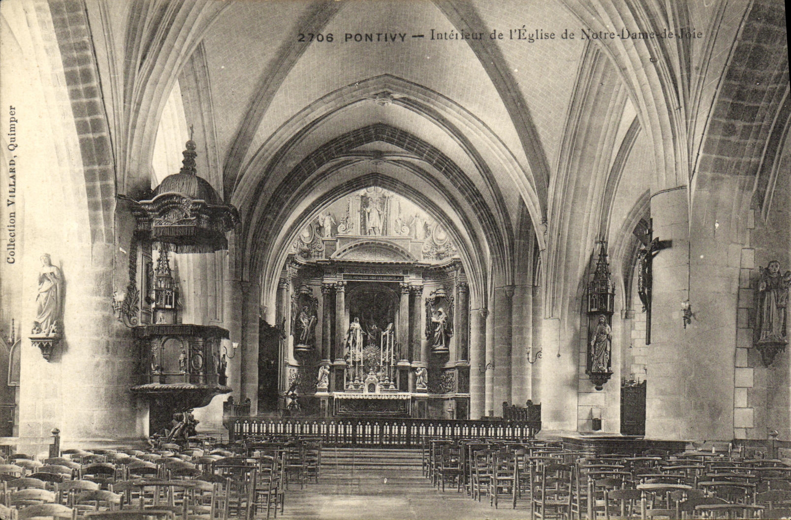 Intérieur de l'Église de Notre-Dame-de-Joie — Pontivy — Collection Villard, Quimper