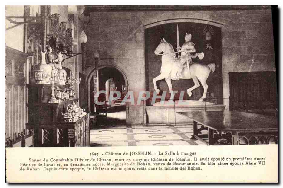 Château de Josselin - La Salle à manger - Statue du Connétable Olivier de Clisson