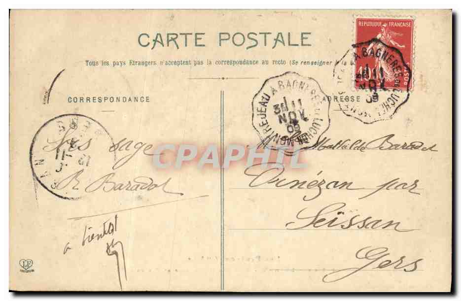 CPA Luchon Parc des Quinconces et Casino — Rückseite