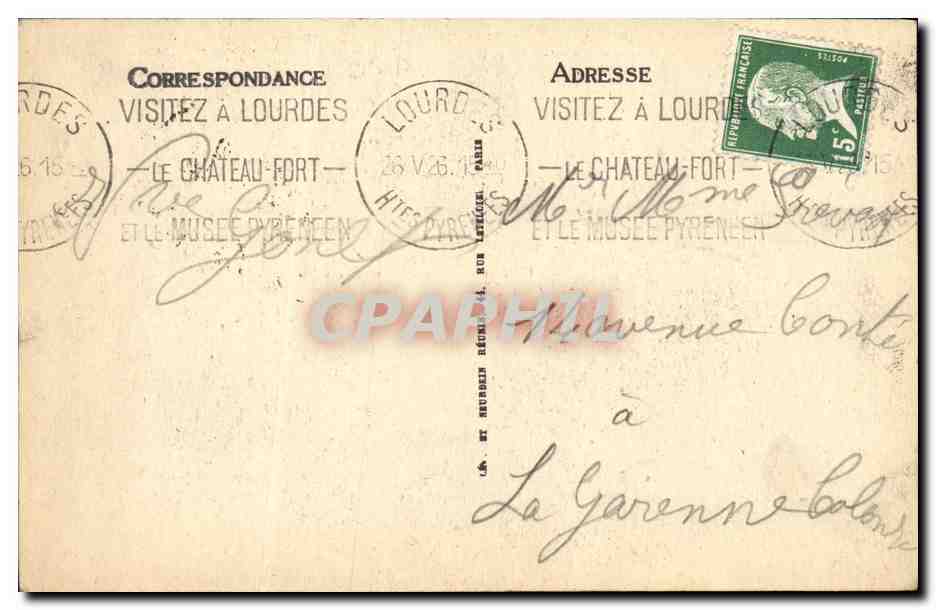 CPA Lourdes Hirondelles — Verso