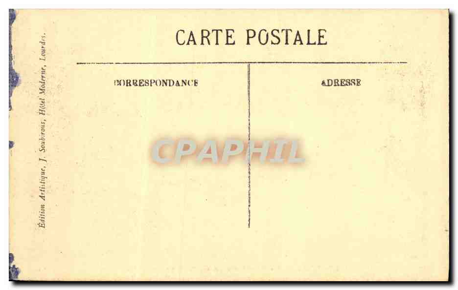 CPA Lourdes La Place de la Grotte et le Gave — Verso