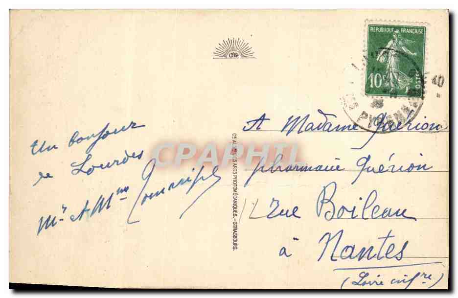 CPA Lourdes Vue Generale et le Gave — Verso