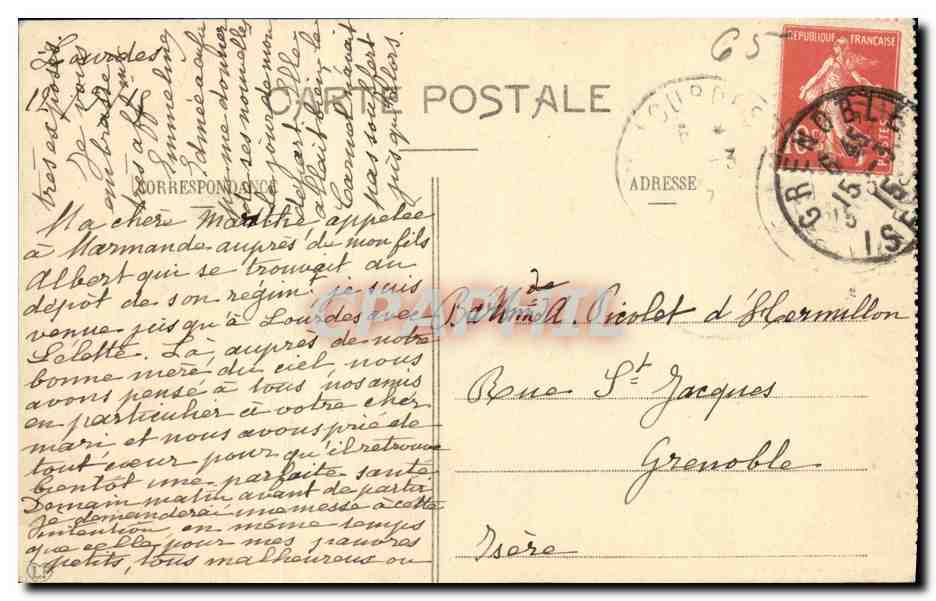 CPA Lourdes La Grotte Miraculause — Verso