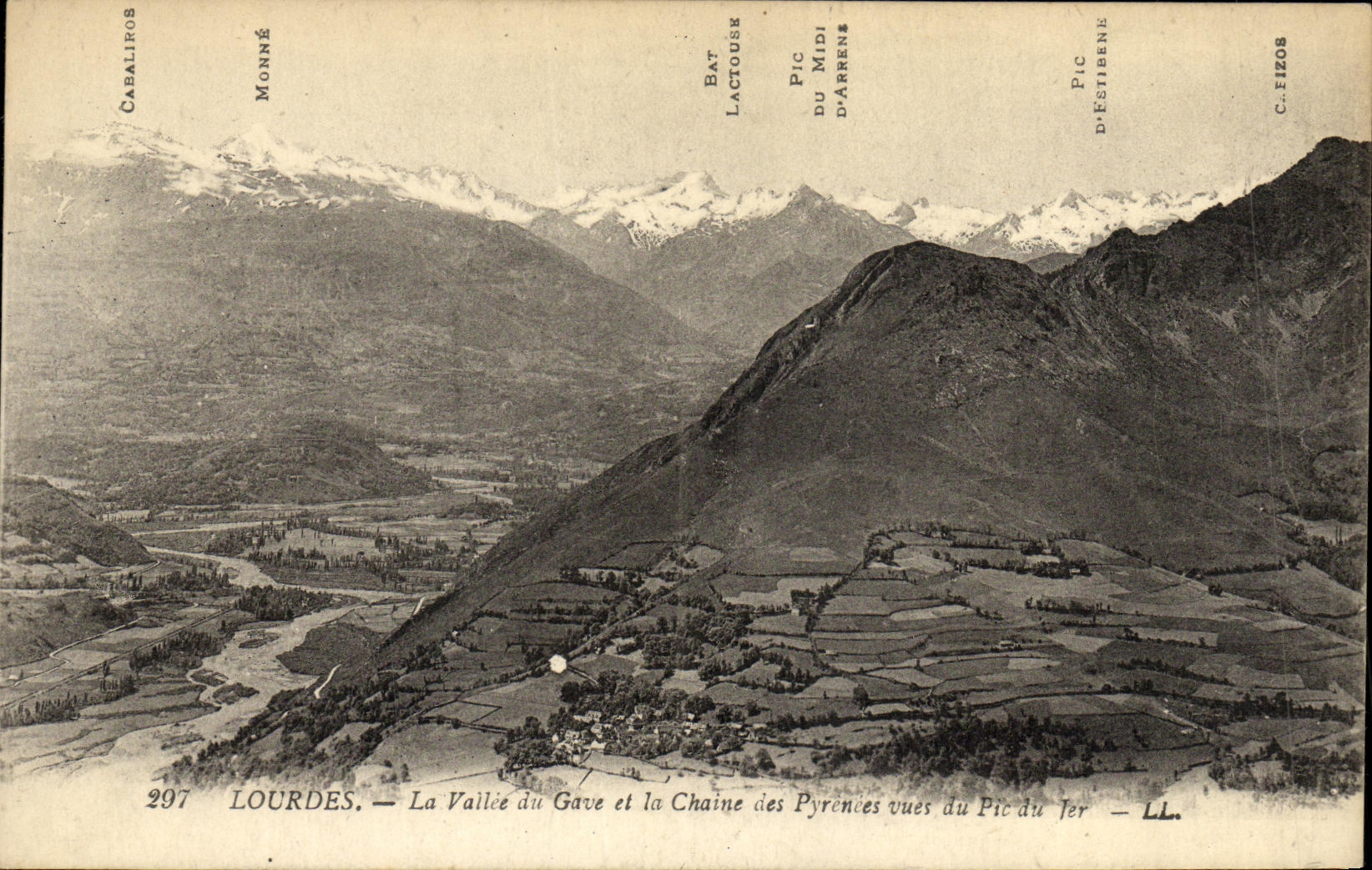 CPA Lourdes La Valle du Gave et la Chaine des Pyrenees Vues du Pic du Jer