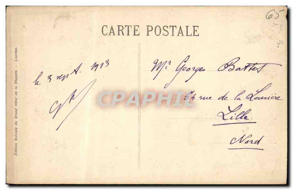 CPA Lourdes Vue Generale et Pic du Jer — Verso