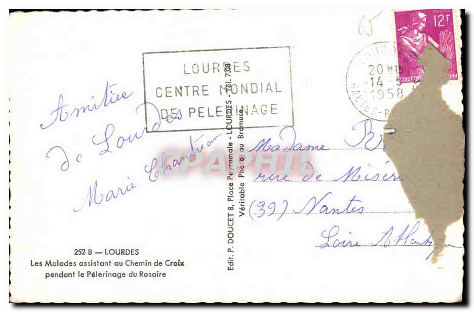 CPM Lourdes Les malades Assistant au Chemin de Croix pendant le Pelerinage du Rosaire — Verso