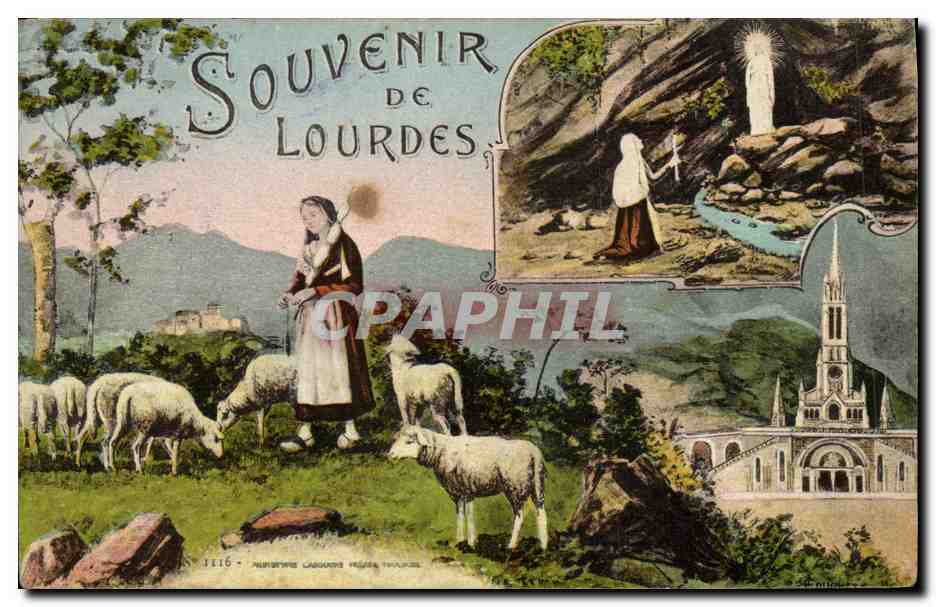CPA Souvenir de Lourdes Moutons