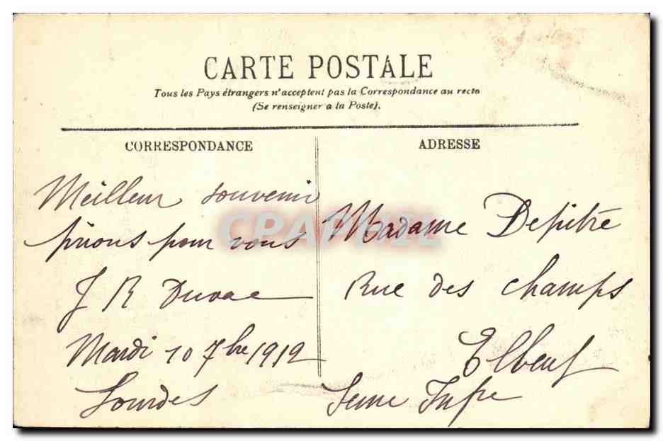 CPA Lourdes Les Arches du Rosaire — Verso