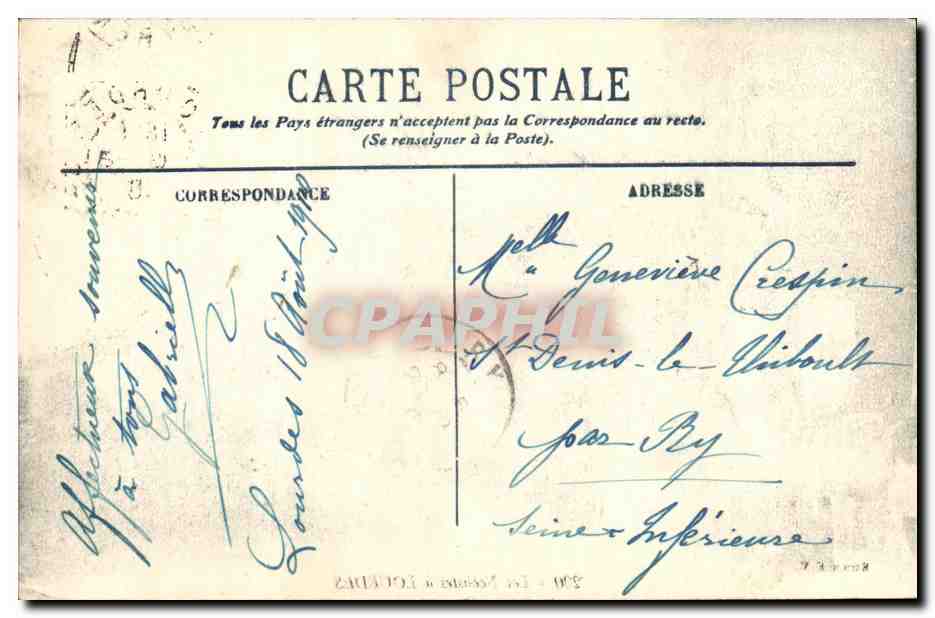 Les Noëlistes à Lourdes — Édition F.V., n°290 — Rückseite