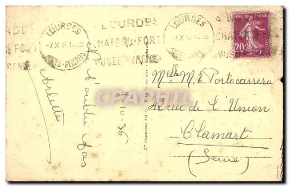CPA Lourdes La Calvaire Jesus attache a la Croix — Verso