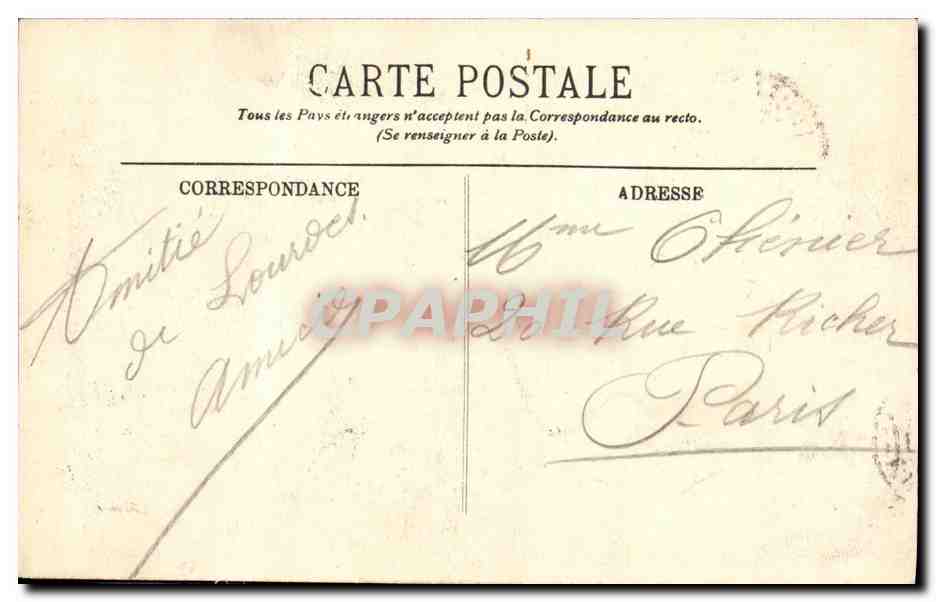 CPA Lourdes La Calvaire breton et la Basilique — Verso