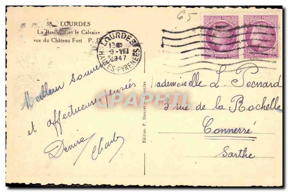 CPA Lourdes La Basilique et le Calvaire vus du Chateau Fort — Verso