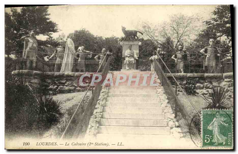 CPA Lourdes Le Calvaire 1ere Station