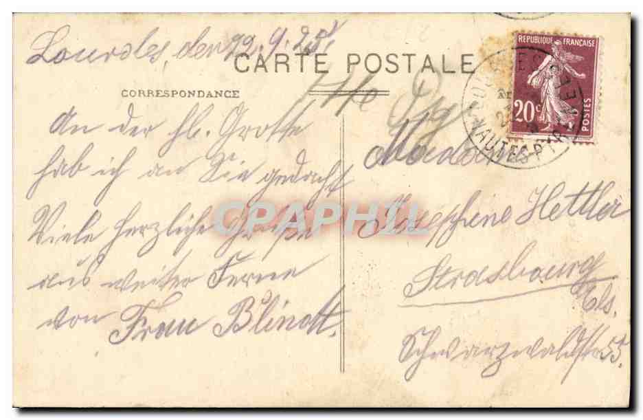 CPA Lourdes La Premiere Apparition — Verso