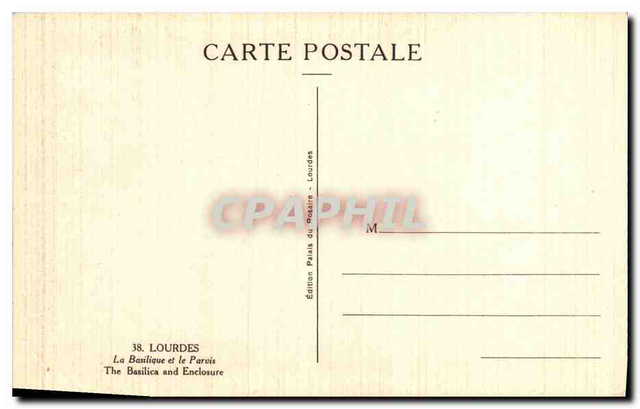 CPA Lourdes La Basilique et le Parvis  — Verso