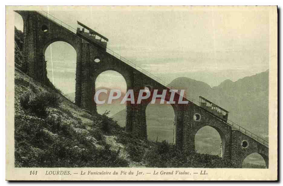CPA Lourdes Le Funiculaire du Pic du Jar Le Grand Viaduc