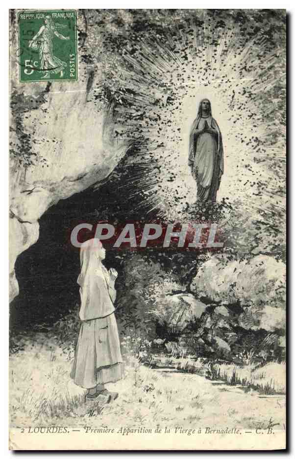 CPA Lourdes Premiere Apparition de la Vierge a Bernadette
