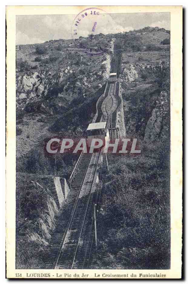 CPA Lourdes Le Pic du Jer Le Croisement du Funiculaire 