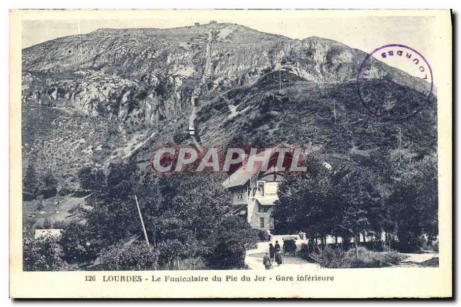 CPA Lourdes Le Funiculaire du Pic du Jer Gare inferieure