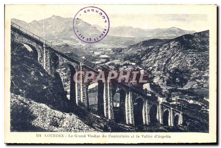 CPA Lourdes Le grand Viaduc du Funiculaire et la Valle d Argeles