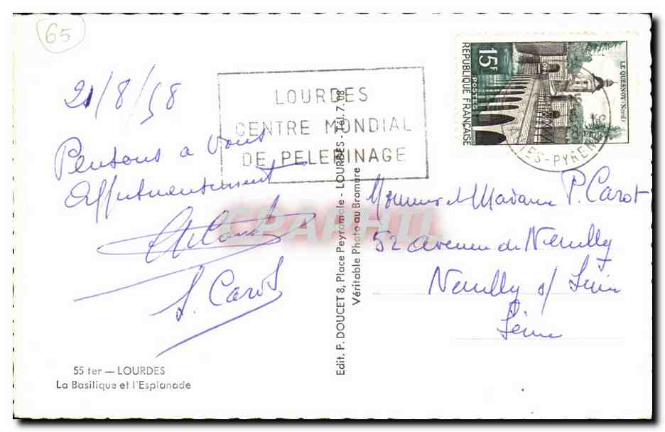 CPA Lourdes La Basilique et l Esplanade — Verso
