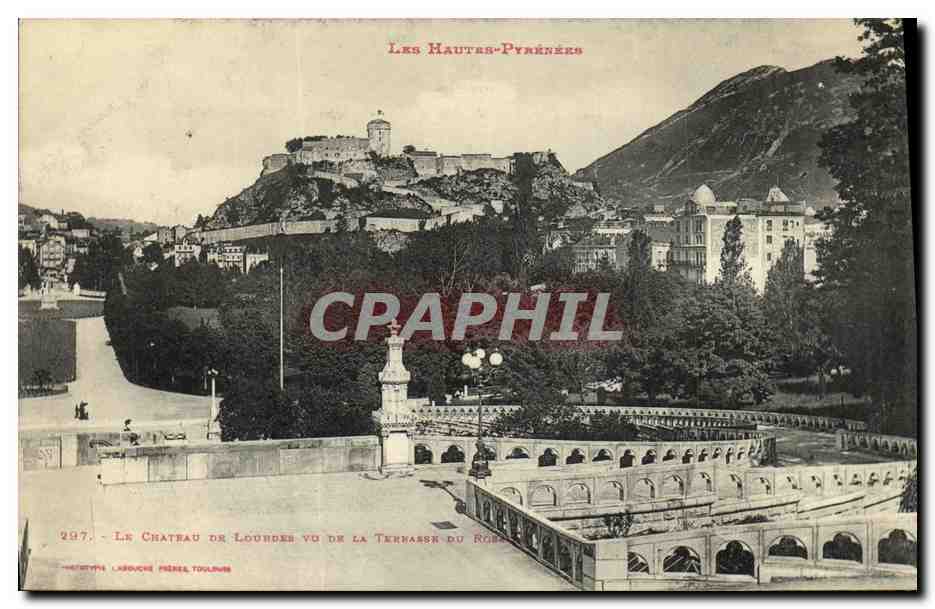 CPA Lourdes vu de la terrasse dur rosace