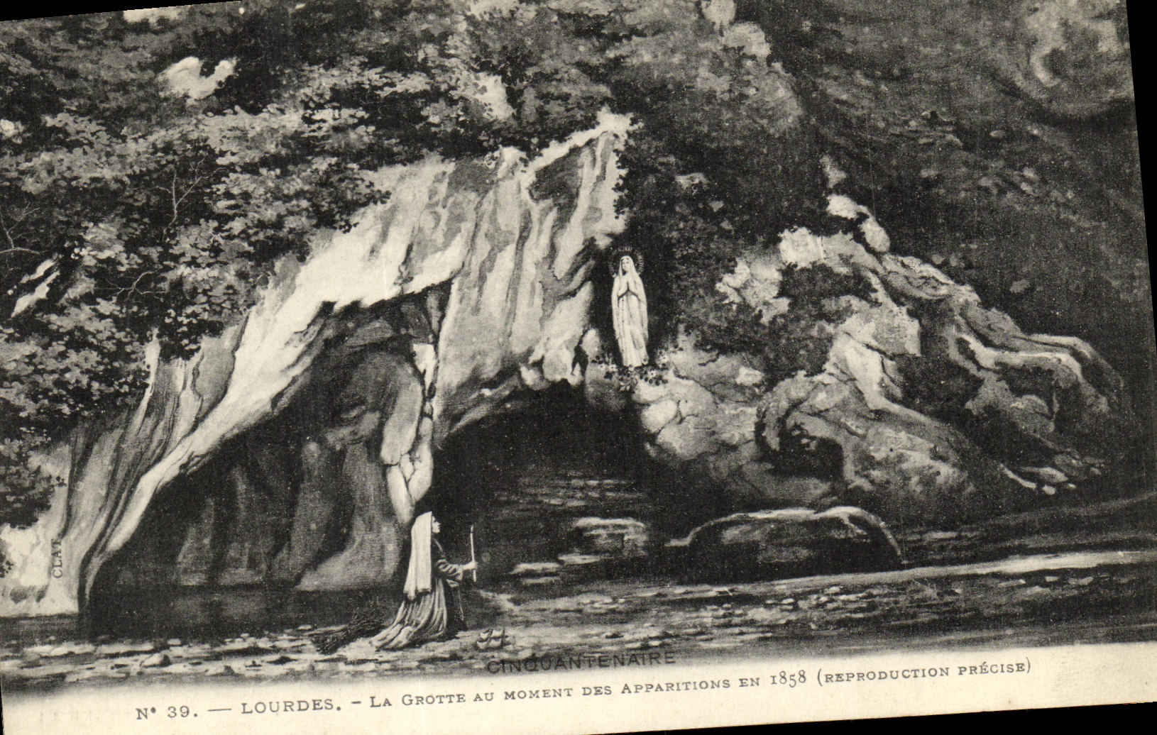 CPA Lourdes La Grotte au Monent des Apparitions en 1858