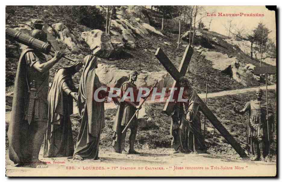 CPA Lourdes lV e Station du Calvaire Jesus rencontre sa tres Sainte Mere