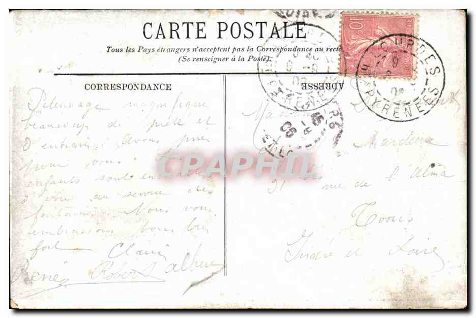 CPA Lourdes Vue sur la Basilique et les Pyrenees — Verso