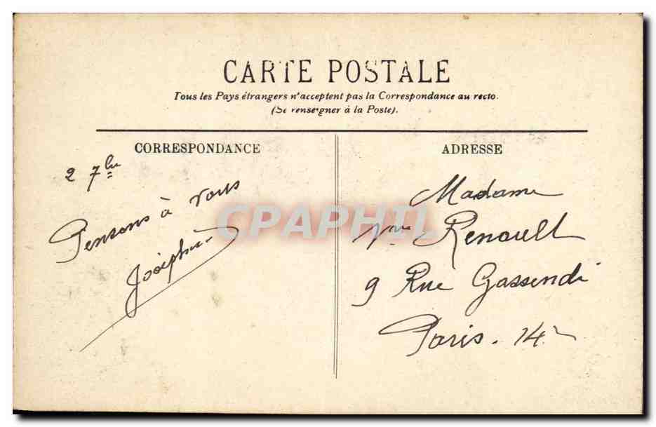 CPA Lourdes La Place de la Grotte et le Gave — Verso