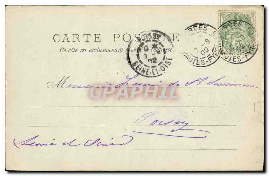CPA Lourdes Vue prise de la Gave — Verso