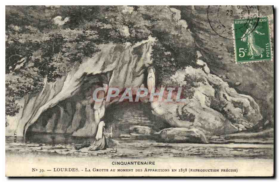 CPA Lourdes La Grotte au Moment des Apparitions en 1858