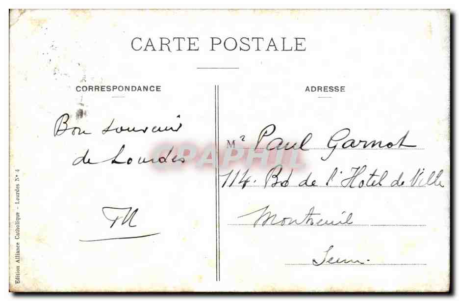 CPA Lourdes L Esplanade et les Sanctuaires — Verso