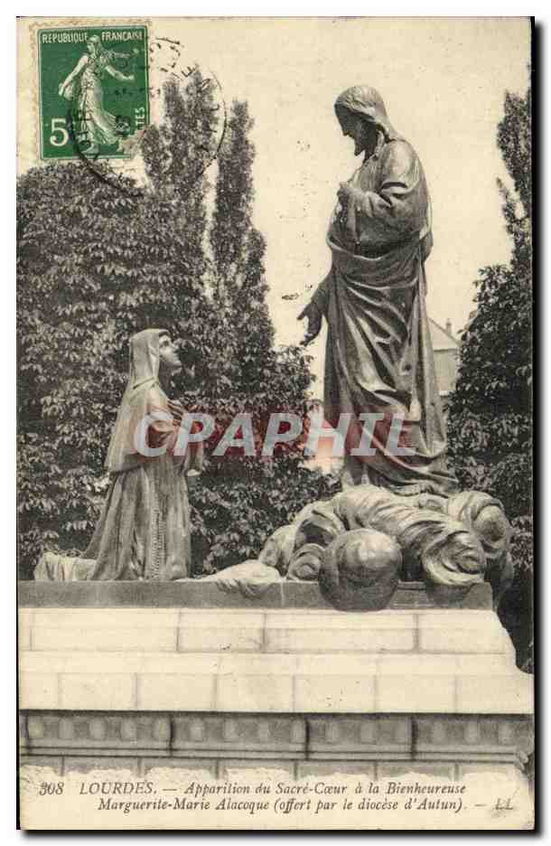 CPA Lourdes Apparition du Sacre Coeur a la Bienheureuse Marguerite Marie Alacoque Offert par le diocese d Autun