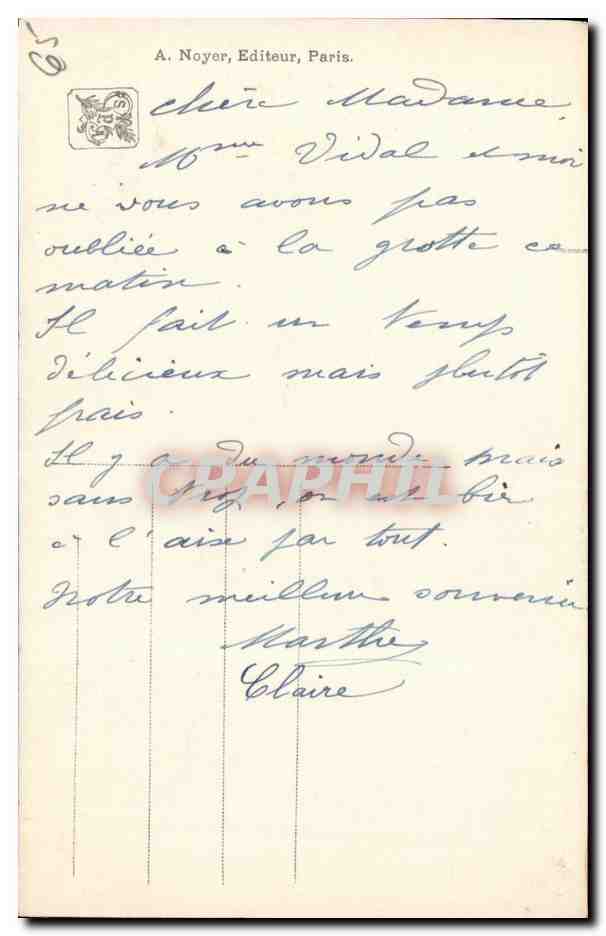 CPA Lourdes Salon 1912 — Verso