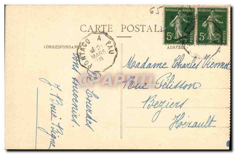 CPA Lourdes La Basilique et le Caivaire — Verso