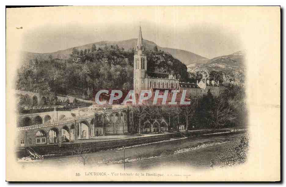 CPA Lourdes Vue Iaterale de la Basilique