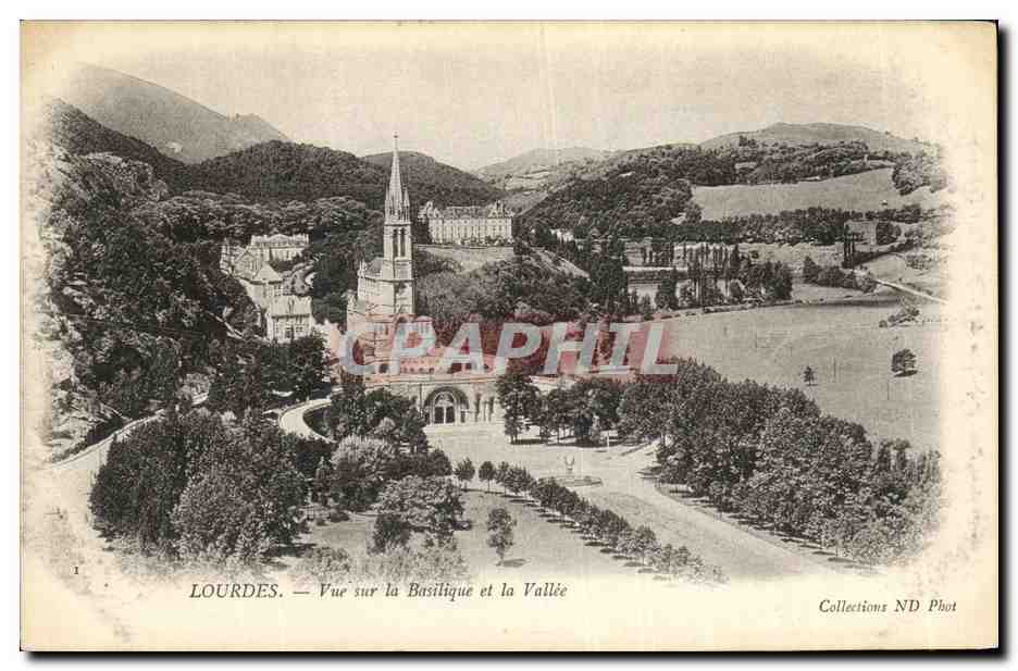 CPA Lourdes Basilique Vue sur la basiliquet et la Vallee