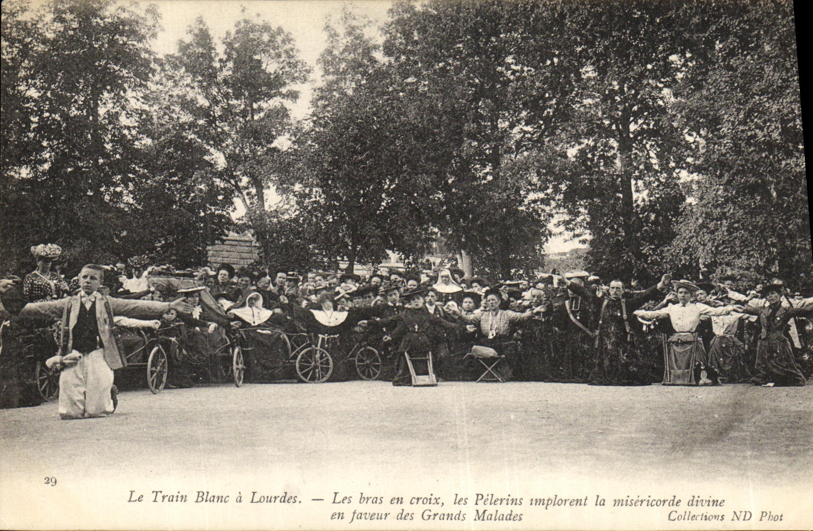 Le Train Blanc à Lourdes — Les pèlerins implorant la miséricorde divine — Collections ND Phot