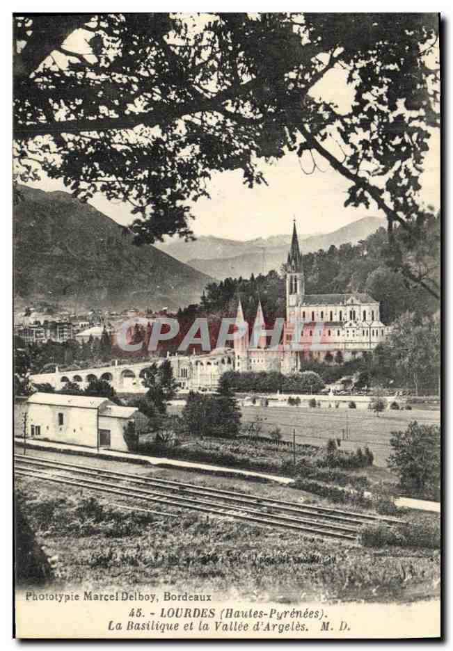 CPA Lourdes La Basilique et la Vallee d Argeles